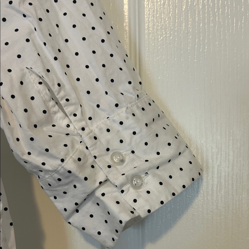 Wet Seal White Polka Dot Ruffle Front Blouse - Picture 4 of 5